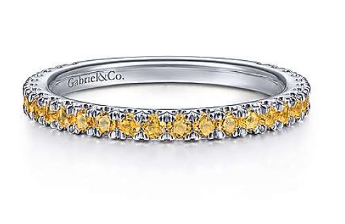 14K White Gold Citrine Stackable Ring by Gabriel & Co