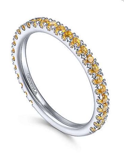 14K White Gold Citrine Stackable Ring by Gabriel & Co