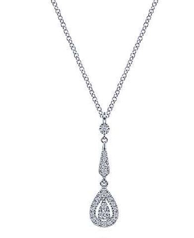 Vintage 14K White Gold Diamond Pendant Necklace by Gabriel & Co.