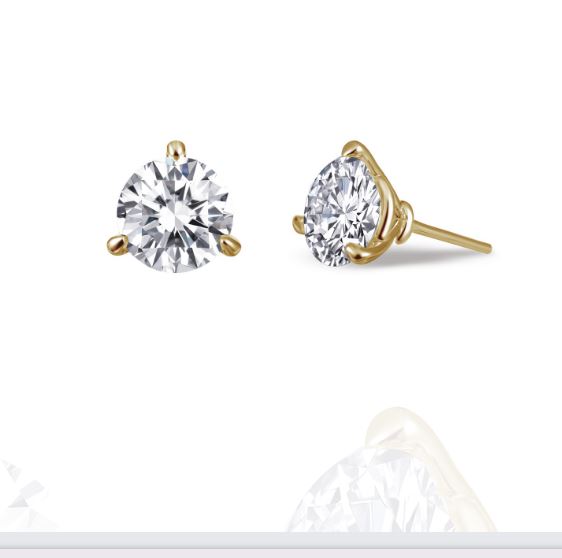2 CTW 3 Prong Martini Stud Earrings by Lafonn