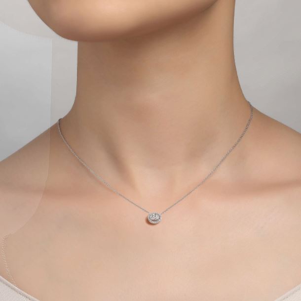 0.63 CTW Oval Halo Necklace by Lafonn