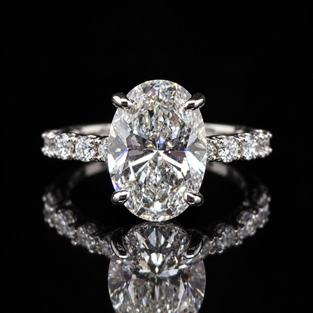 14K White Gold 4.32 CTW Lab Grown Diamond Engagement Ring D VS1 IGI Certified