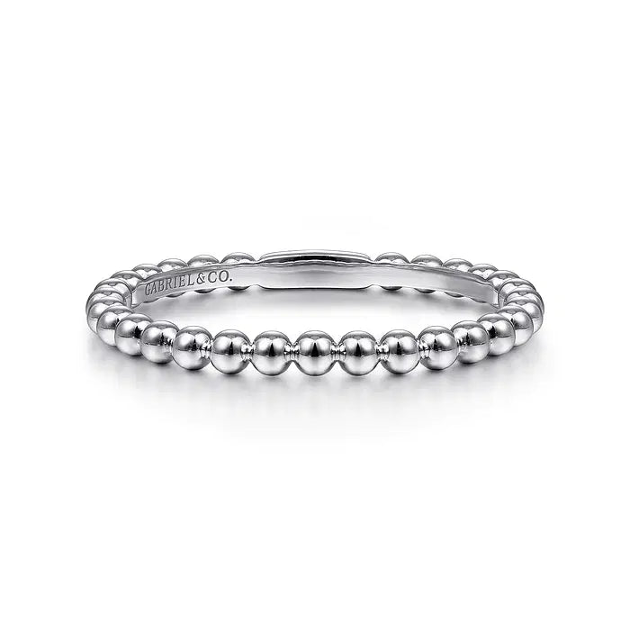 14K White Gold Bujukan Beaded Stackable Ring