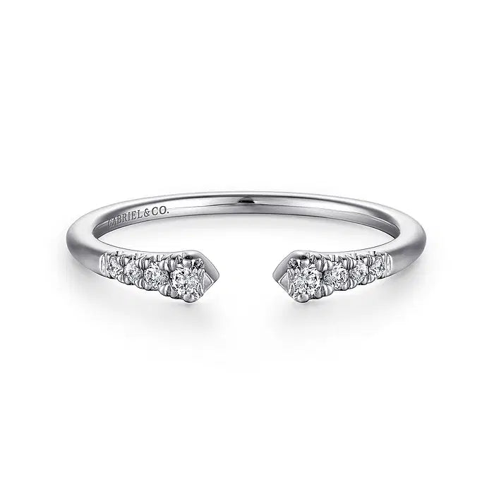 14K White Gold Split Diamond Stackable Ring