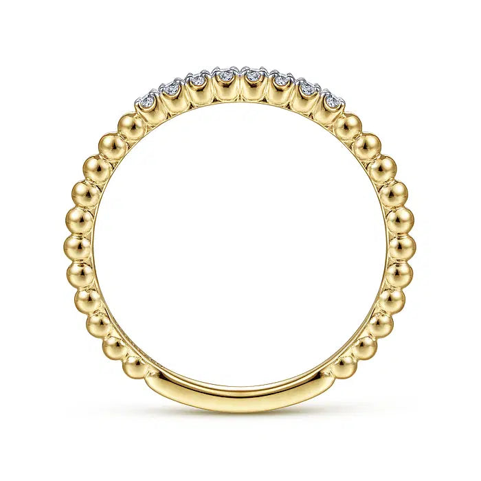 14K Yellow Gold Bujukan Bead and Diamond Stackable Ring