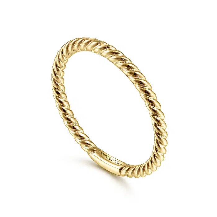 14K Yellow Gold Twisted Rope Stackable Ring