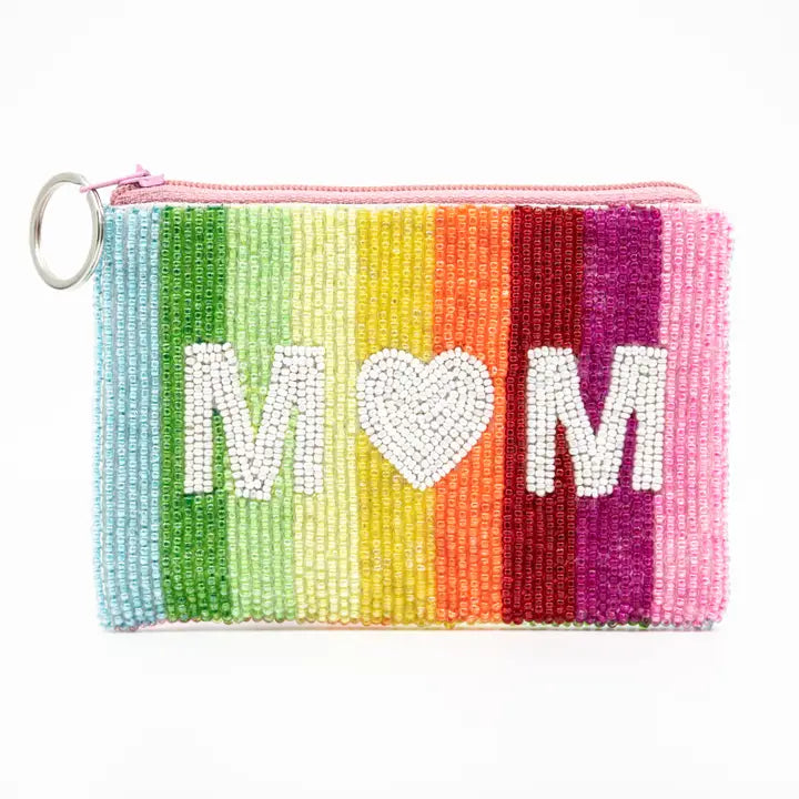 Neon Mom Rainbow Coin Purse and Key Chain