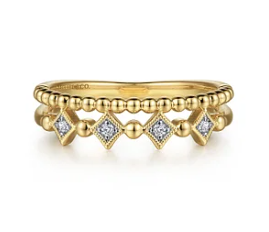 14K Yellow Gold Bujukan Diamond Easy Stackable Ring