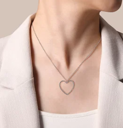 925 Sterling Silver Bujukan Heart Necklace by Gabriel &amp; Co.