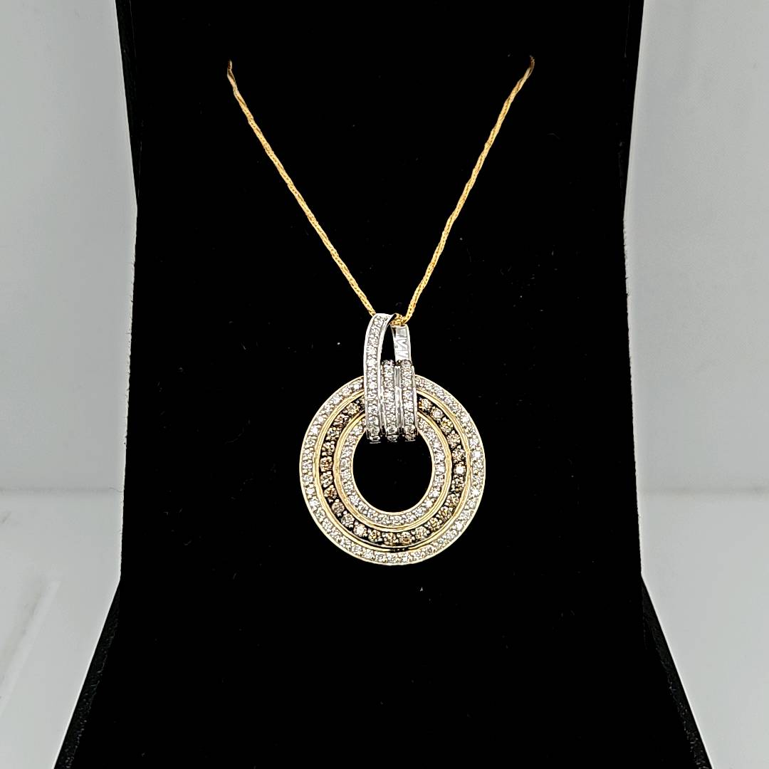 14K Vanilla &amp; Chocolate Diamond Pendant &amp; Chain-Estate
