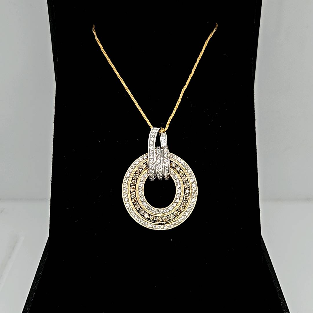 14K Vanilla & Chocolate Diamond Pendant & Chain-Estate