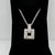 18K Double Chain & Square Diamond Pendant-Estate