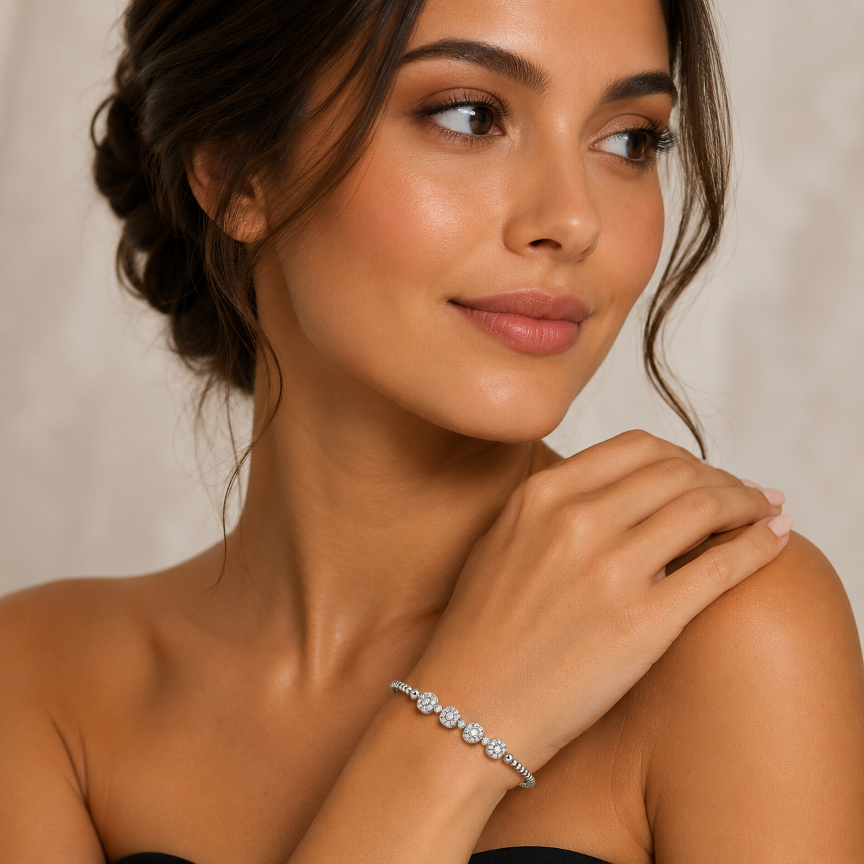 14K White  Gold Diamond Bangle