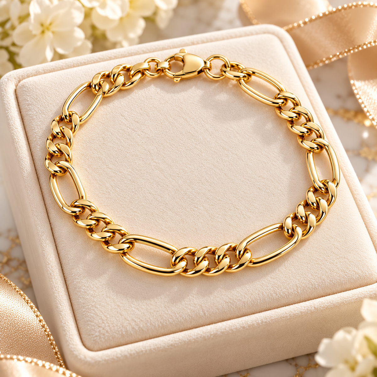 14K Yellow Gold Figaro Children Link Bracelet – Bold &amp; Beautiful Chain Bracelet