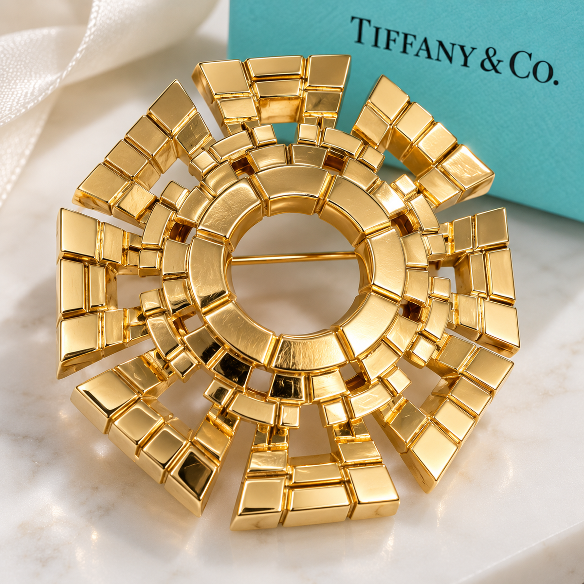 Tiffany &amp; Co. 18K Yellow Gold Sculptural Statement Brooch