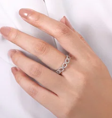 14K White Gold Open Diamond Circle Band