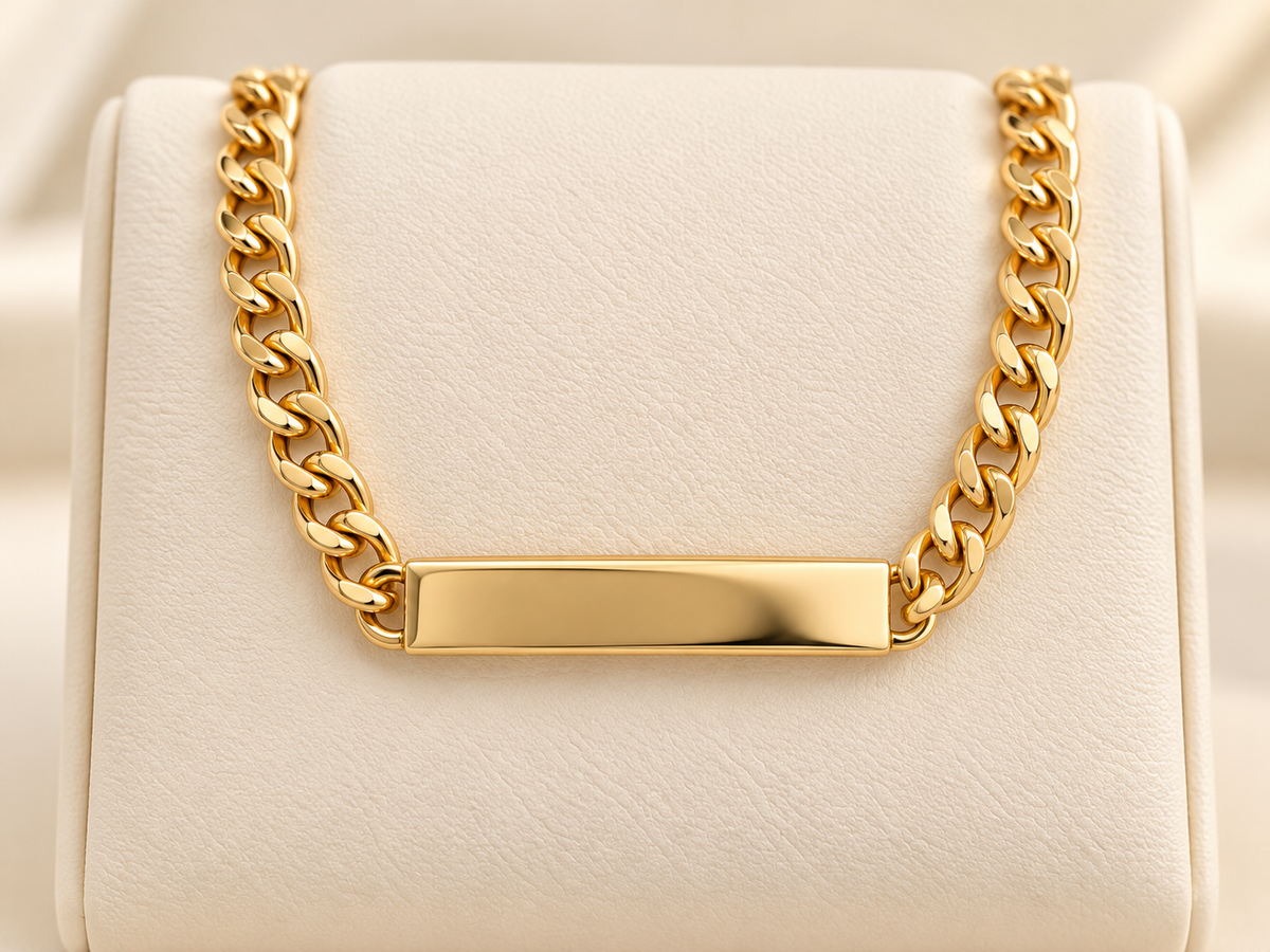14K Yellow Gold Children’s Curb Chain ID Bracelet