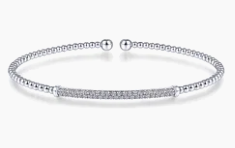 14K White Gold Bujukan Diamond Bar Split Bangle