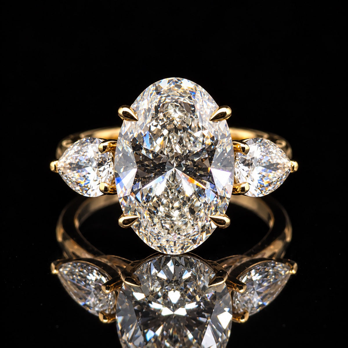 14K Yellow Gold 7.48 CTW Lab Grown Diamond Oval Engagement Ring 6.09 CT