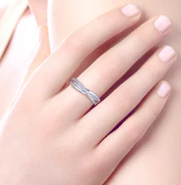 925 Sterling Silver White Sapphire Pave Criss Cross Ring