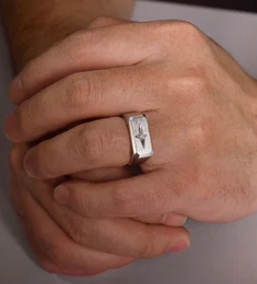 Wide 925 Sterling Silver North Star Ring in Satin Finish