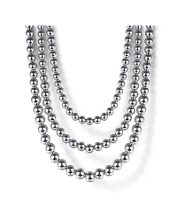 STERLING SILVER BUJUKAN BEADS 3 LAYERED NECKLACE NK by Gabriel & Co.