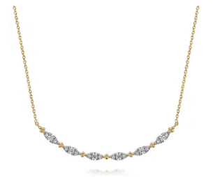 14k CURVED DIAMOND NECKLACE (.32CT)