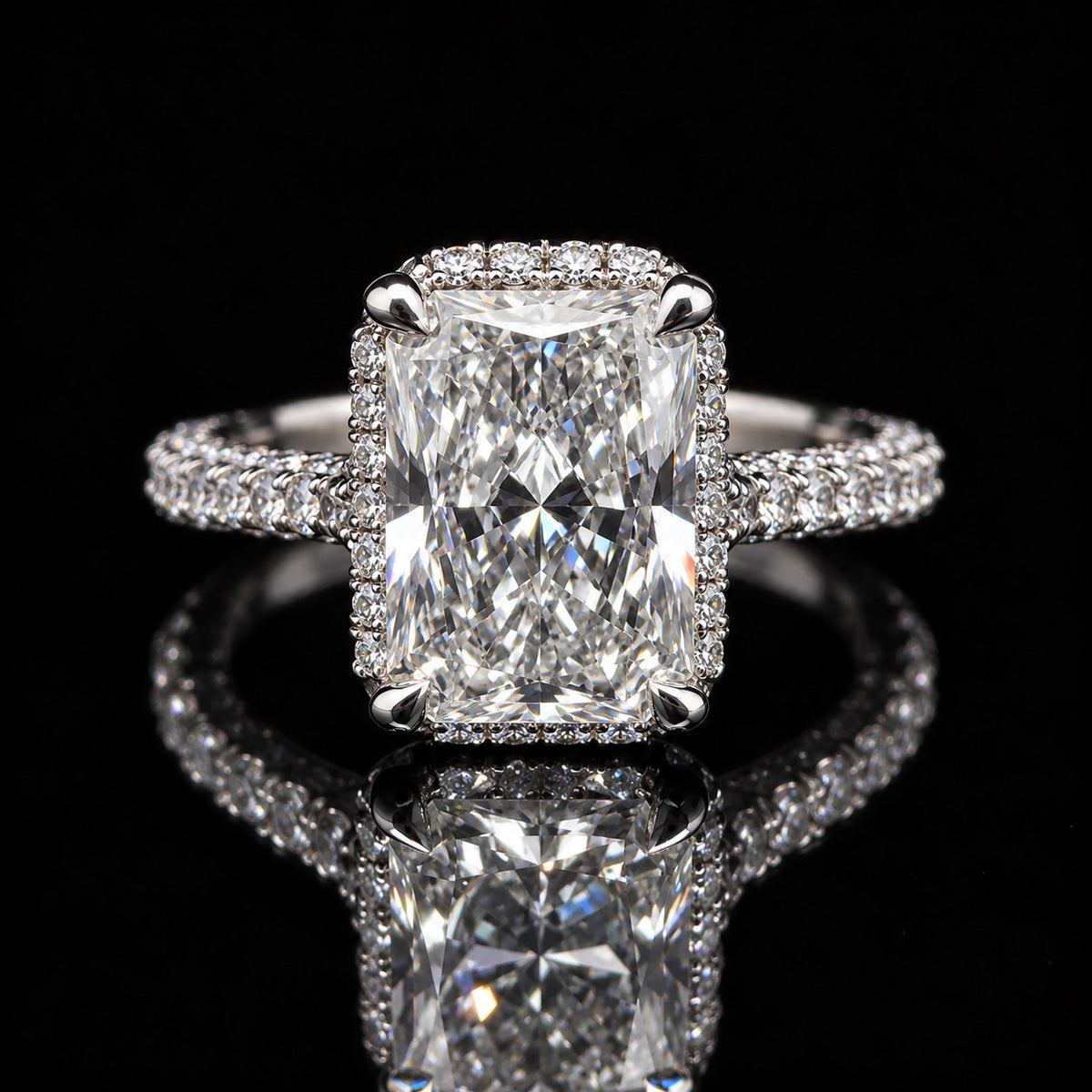 14K White Gold 1.86 CT Lab Grown Radiant Diamond Engagement Ring E/F VS1-VS2 IGI