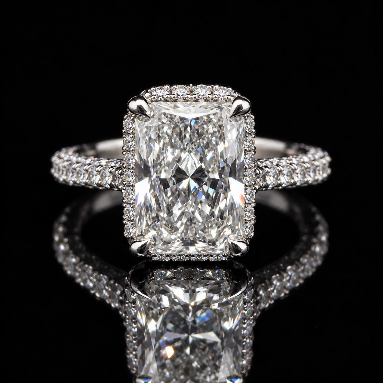 14K White Gold 1.86 CT Lab Grown Radiant Diamond Engagement Ring E/F VS1-VS2 IGI