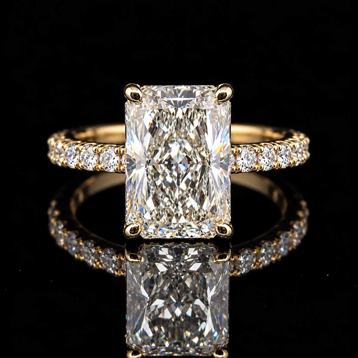 14K Yellow Gold 5.59 CTW Lab Grown Diamond 5.14 CT Radiant Engagement Ring