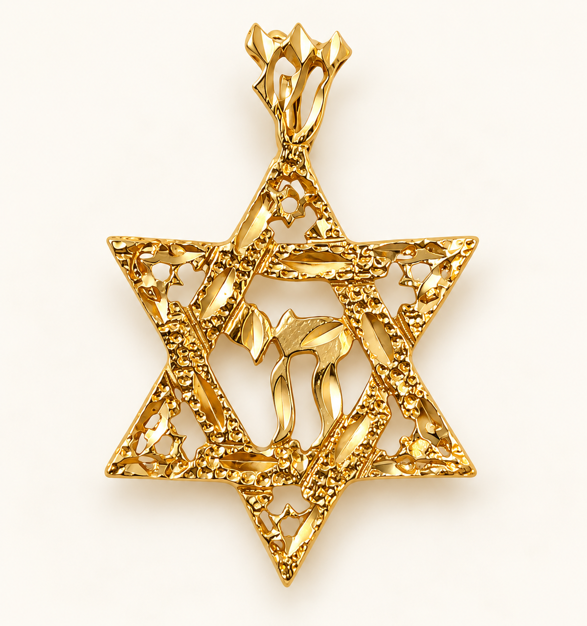 Ornate Gold Star of David Pendant – Filigree Jewish Jewelry