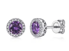 14k earrings, colored stones &amp; diamond by Gabriel