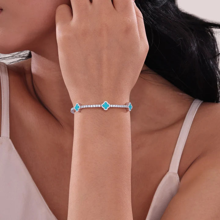 2.40 CTW Flexible Tennis Bracelet-turquoise COLOR
