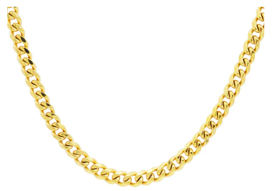 Men&#39;s 7mm Gold Plated Stainless Steel Curb 24&quot; Link Chain