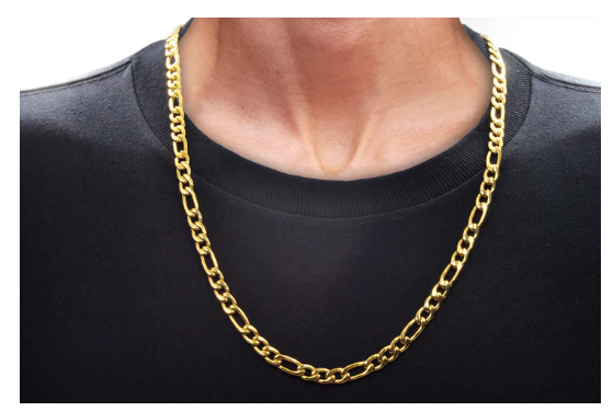 Men&#39;s Gold Stainless Steel Figaro Link Chain