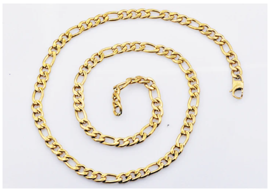 Men&#39;s Gold Stainless Steel Figaro Link Chain