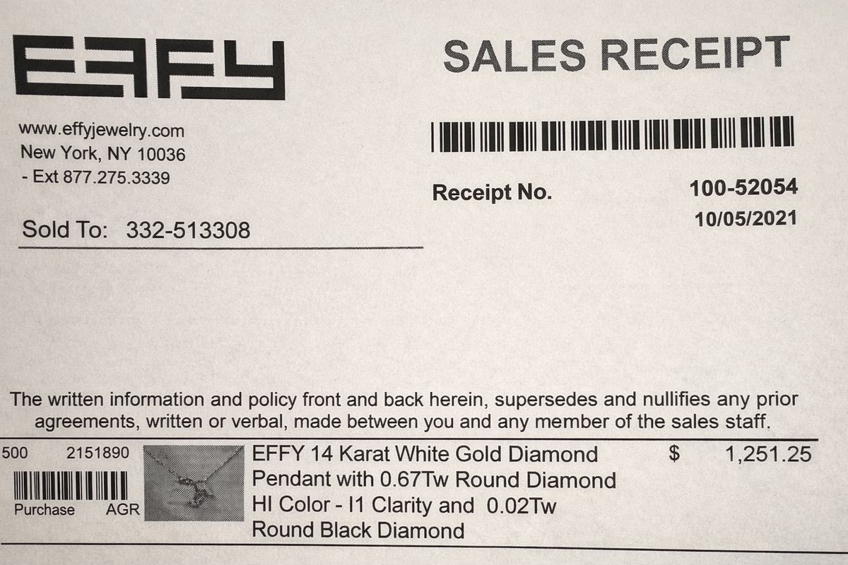 Effy 14K White Gold Diamond Koala Pendant 0.67ct TW HI Color w/ Black Diamond