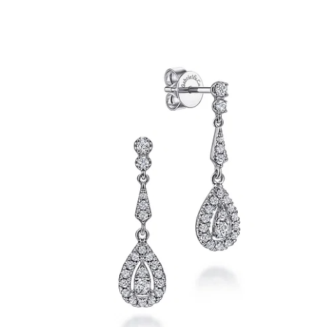 Vintage 14K White Gold Diamond Stud Earrings by Gabriel & Co.