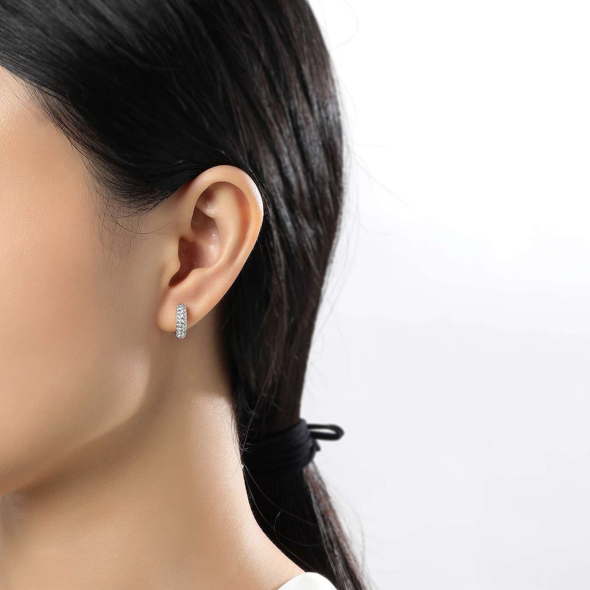 3-Row Huggie Hoop Earrings