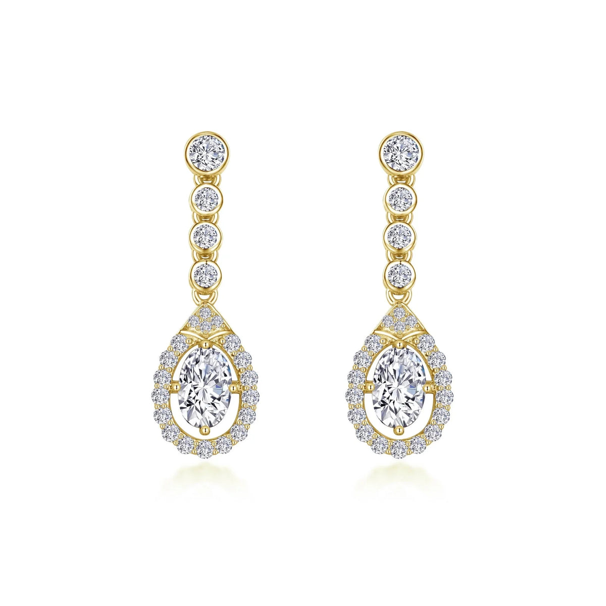 Oval Halo Drop Earrings