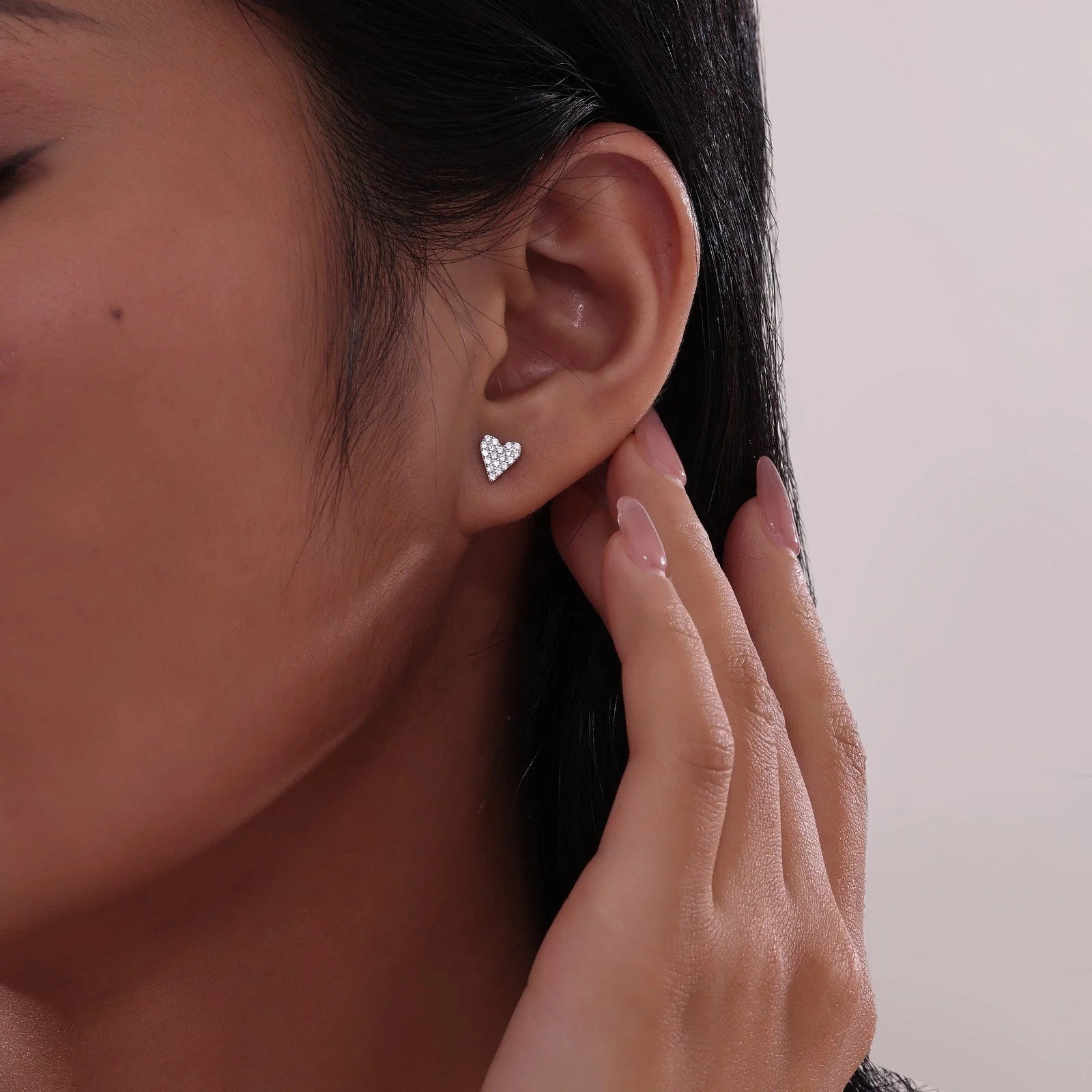 Pave Heart Stud Earrings by Lafonn