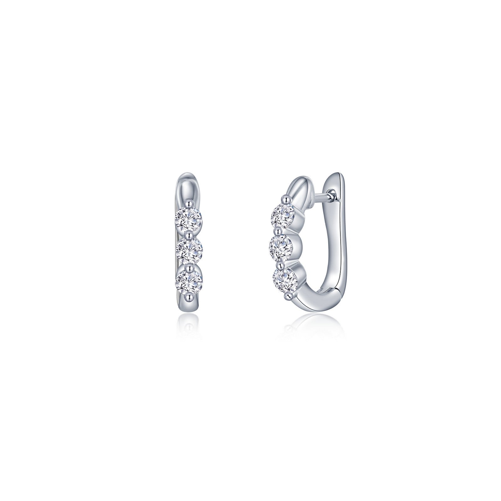 1.5 CTW 3-Stone Huggie Hoop Earrings