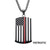 Thin Red Line American Flag Firefighter Military Style Dog Tag Enamel Pendant