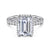 14K White Gold Emerald Cut Hidden Halo Diamond and 2.2mm Shank 1/2 way around pave Shank