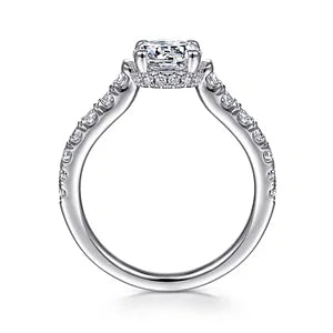 14K White Gold Hidden Halo Round Diamond Engagement Ring- MATILDA