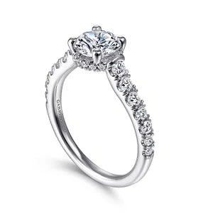 14K White Gold Hidden Halo Round Diamond Engagement Ring- MATILDA