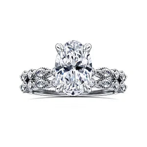 14K White Gold Oval Diamond Engagement Ring