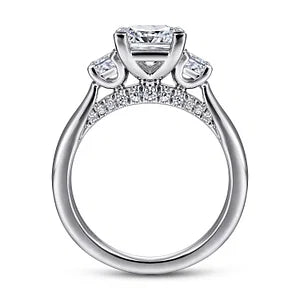 14K White Gold Princess Cut Three Stone Diamond Engagement Ring