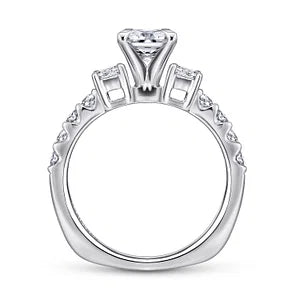 14K White Gold Princess Cut Three Stone Diamond Engagement Ring-EMERSON