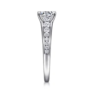 14K White Gold Round Diamond Channel Set Engagement Ring-NICOLA